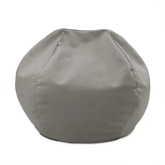 Kids Slouch Bean Bag - Grey, Velvet