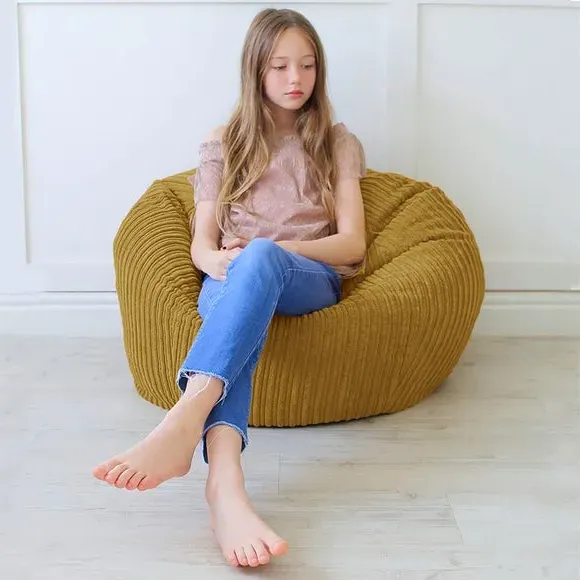 Kids Slouch Bean Bag - Yellow, Jumbo Cord