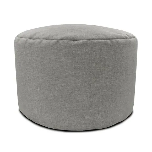 Round Bean Bag Pouffe - Silver, Fabric