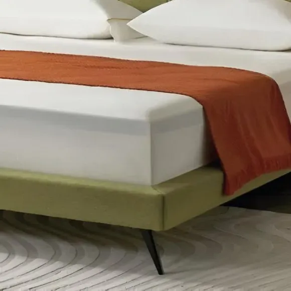 Bed Frame with Lush Headboard - Green, Velvet