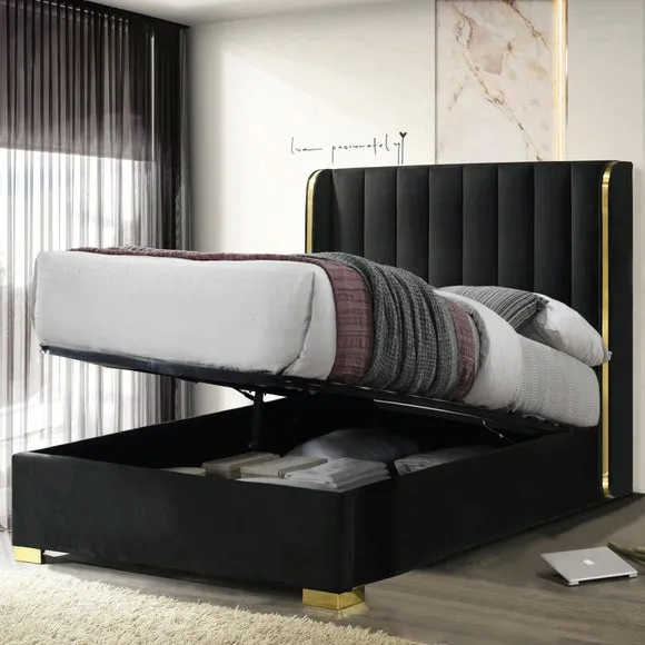 Ottoman Bed Frame with Storage - Black, Velvet