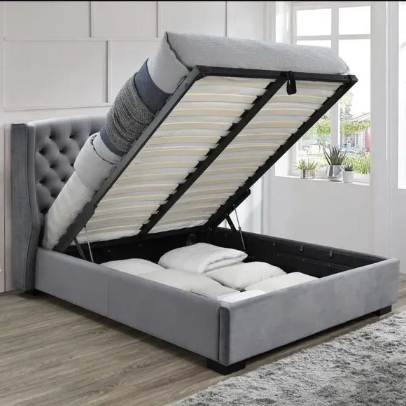 Ottoman Bed Frame with Storage - Charcoal, Velvet image