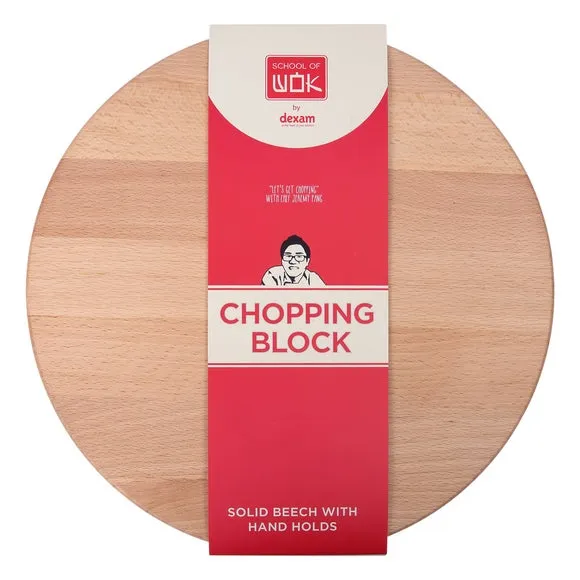Round Chopping Board with Hand Holds - Natural, Beech