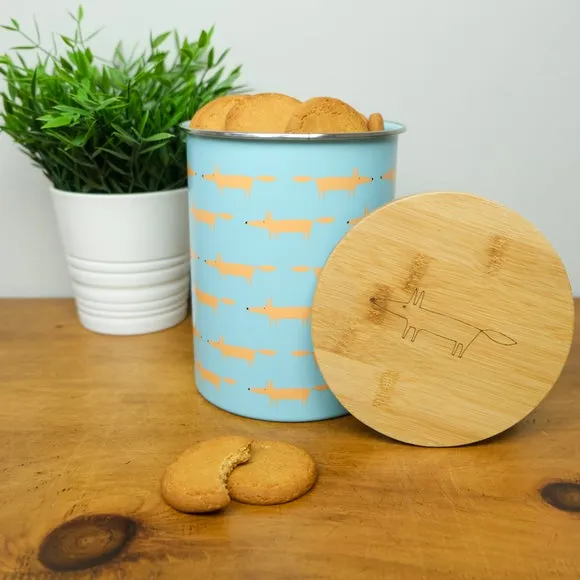 Kitchen Canister with Bamboo Lid - Blue, Steel