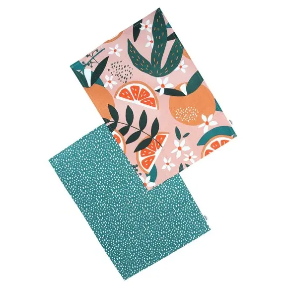 Set of 2 Tea Towels - Pink, Cotton