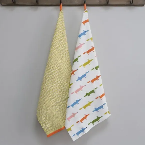 Set of 2 Tea Towels with Embroidery - Orange image