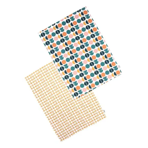 Set of 2 Tea Towels with Hanging Loop - Teal, Cotton