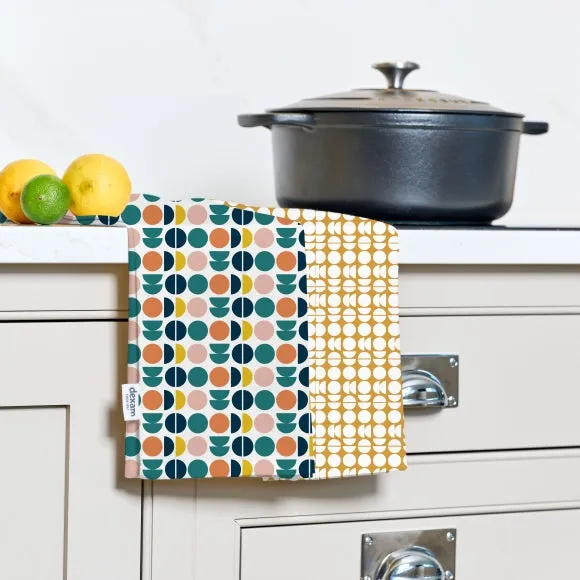 Set of 2 Tea Towels with Hanging Loop - Teal, Cotton image