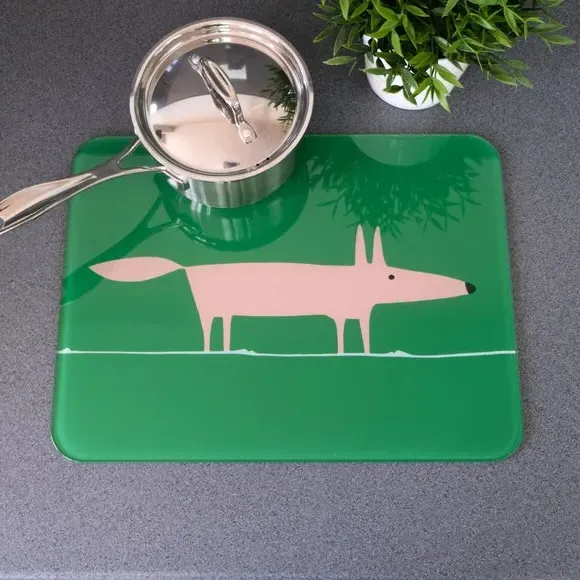 Worktop Saver with Fox Design - Green, Glass