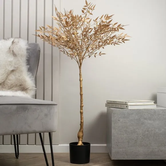 100cm Artificial Tree in Pot - Gold, Nandina image