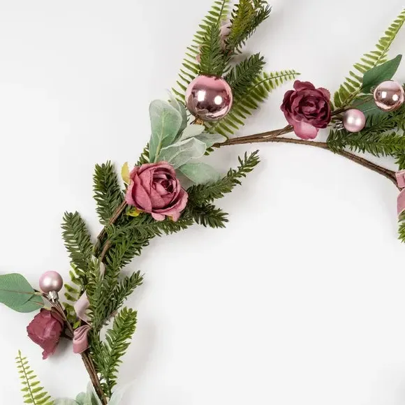 150cm Artificial Rose Garland - Pink, Velvet