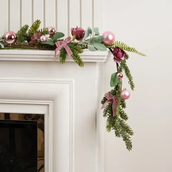 150cm Artificial Rose Garland - Pink, Velvet image