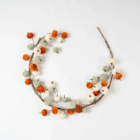 150cm Pumpkin Garland - Orange, Velvet