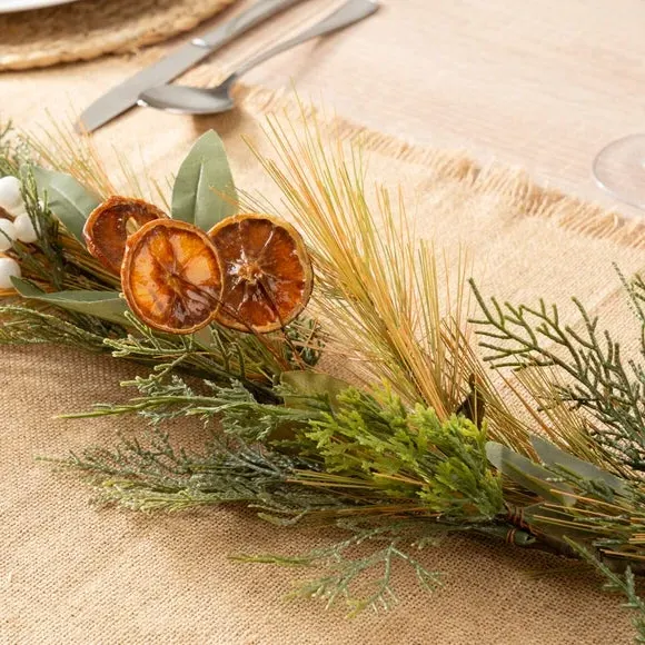 153cm Artificial Garland with Orange Slices - Green