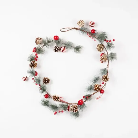 160cm Artificial Garland with Ornaments - Red