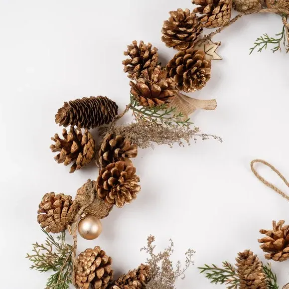 160cm Artificial Garland with Stars - Gold