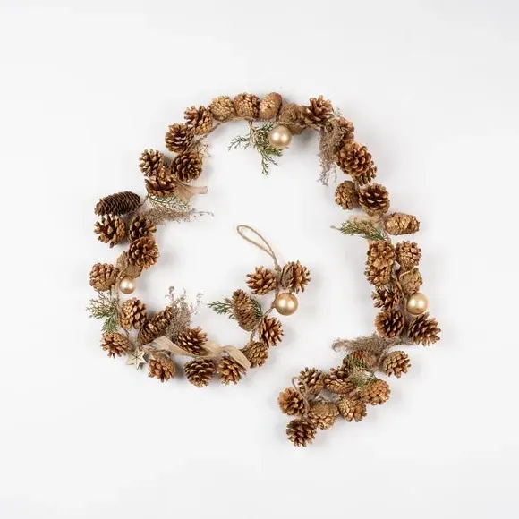 160cm Artificial Garland with Stars - Gold