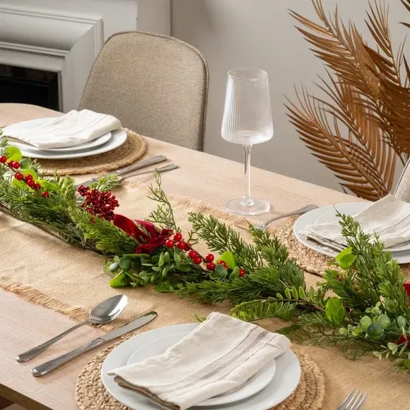 180cm Artificial Garland with Berries - Red, Pine image