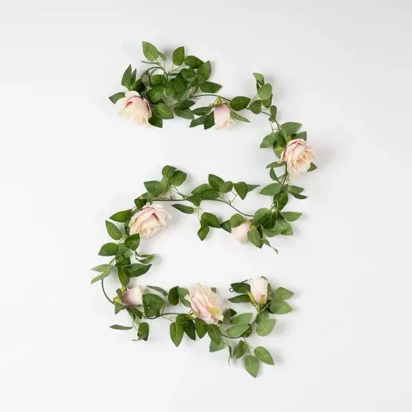 200cm Rose & Bud Garland - Pink, Artificial