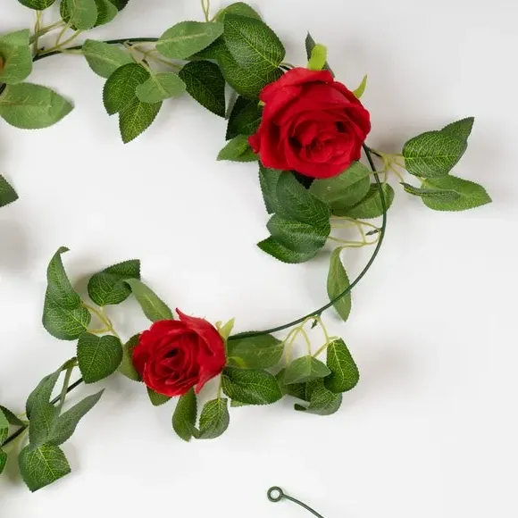 200cm Rose & Bud Garland - Red, Artificial