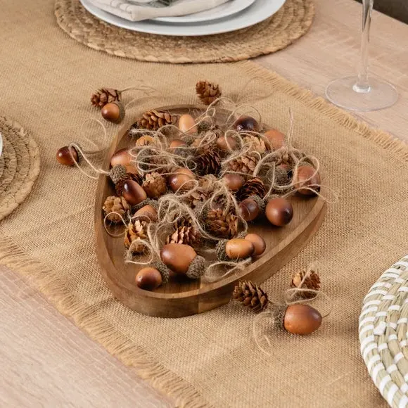 24-Piece Hanging Acorns & Pinecones - Brown