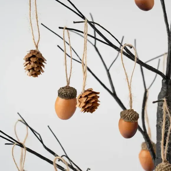 24-Piece Hanging Acorns & Pinecones - Brown