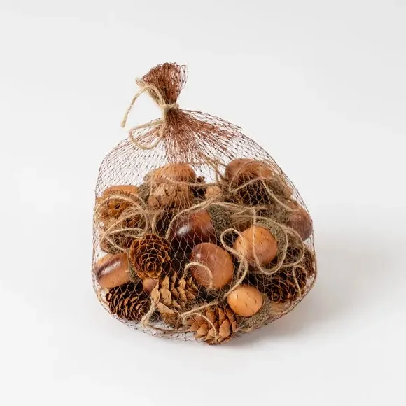 24-Piece Hanging Acorns & Pinecones - Brown