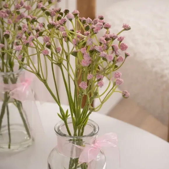 3-Piece Artificial Gypsophila Set - Pink, Glass