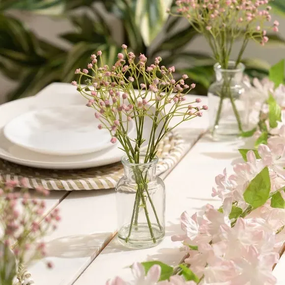 3-Piece Artificial Gypsophila Set - Pink, Glass