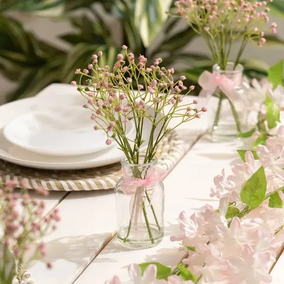 3-Piece Artificial Gypsophila Set - Pink, Glass image
