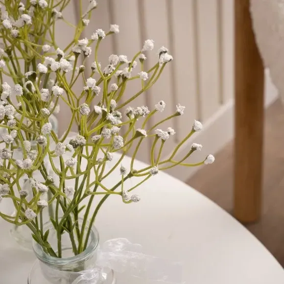 3-Piece Artificial Gypsophila Set - White, Glass