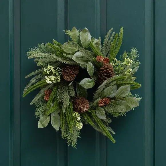 40cm Artificial Wreath Pine & Eucalyptus - Brown image