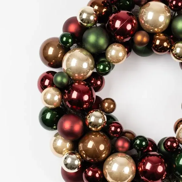41cm Bauble Wreath - Bronze, Artificial
