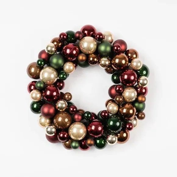 41cm Bauble Wreath - Bronze, Artificial