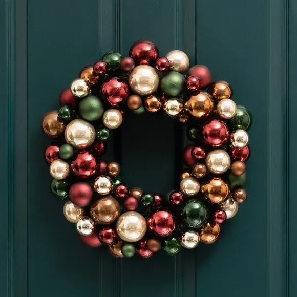 41cm Bauble Wreath - Bronze, Artificial image