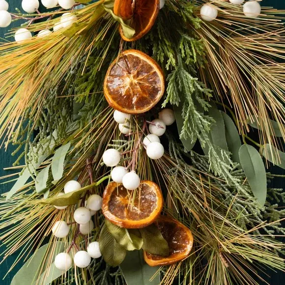 52cm Artificial Swag with Orange Slices - Green
