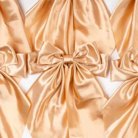 6-Piece Bow Clip Decorations - Gold, Satin