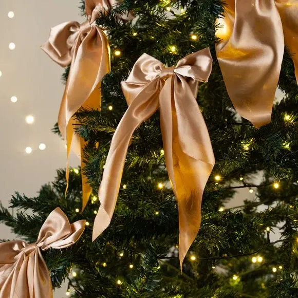 6-Piece Bow Clip Decorations - Gold, Satin image
