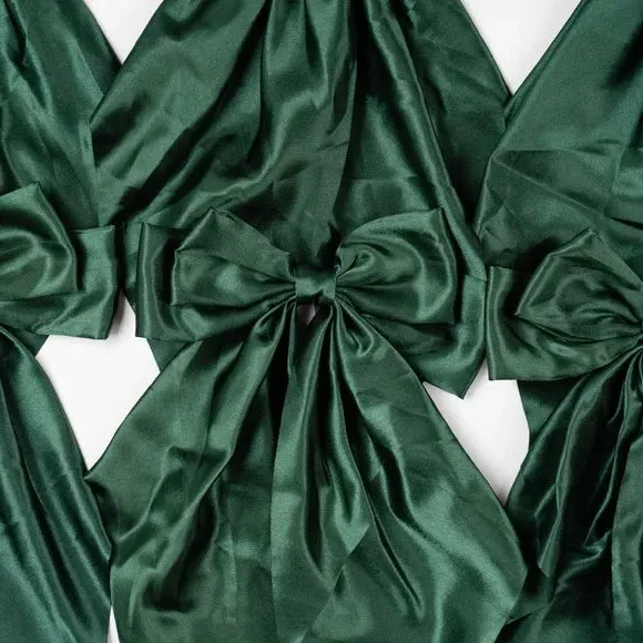 6-Piece Bow Clip Decorations - Green, Satin