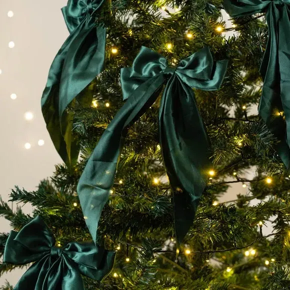 6-Piece Bow Clip Decorations - Green, Satin