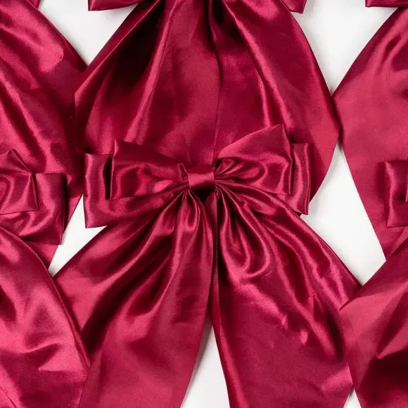 6-Piece Bow Clip Decorations - Ruby, Satin
