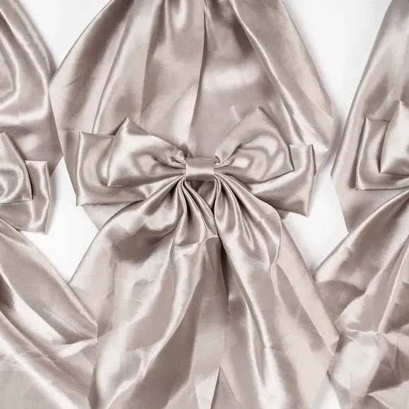 6-Piece Bow Clip Decorations - Silver, Satin