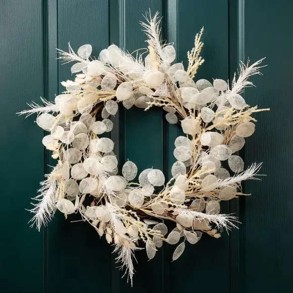 60cm Artificial Wreath - Cream, Eucalyptus image