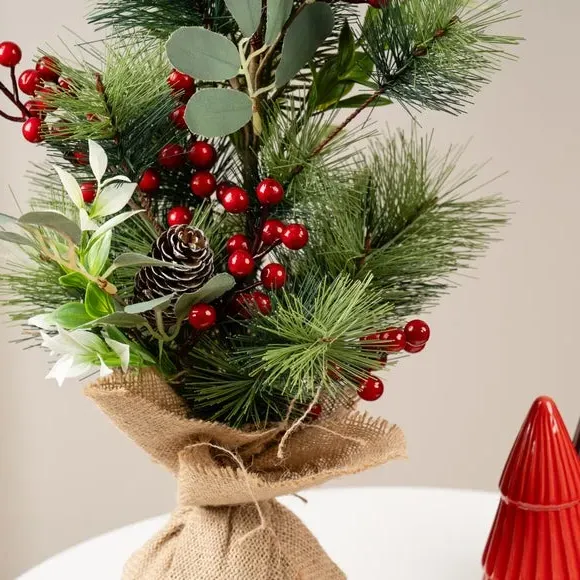 60cm Christmas Tree with Berries - Green