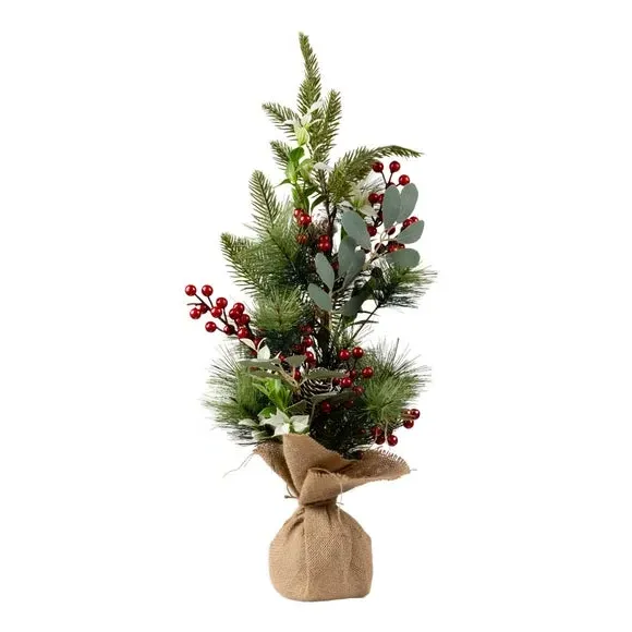 60cm Christmas Tree with Berries - Green