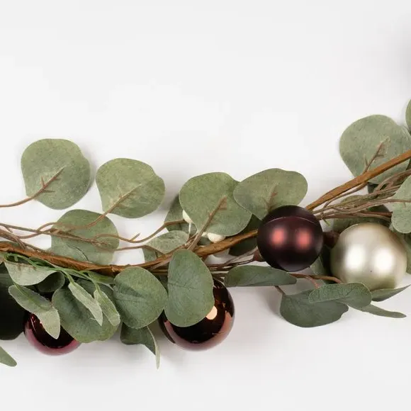 6ft Artificial Garland with Baubles - Bronze