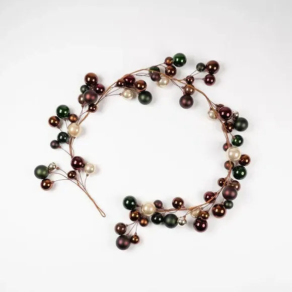 6ft Bauble Garland - Green, Bronze