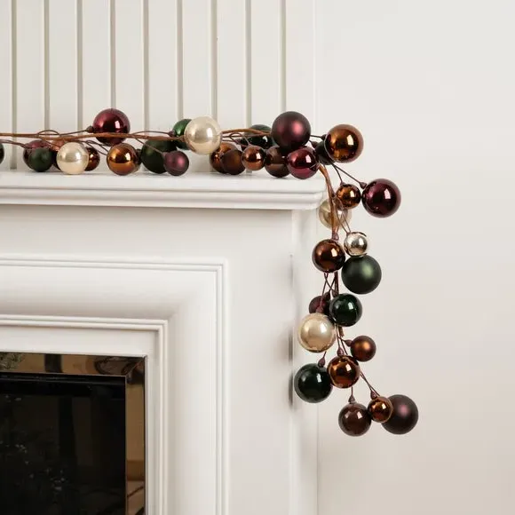 6ft Bauble Garland - Green, Bronze image