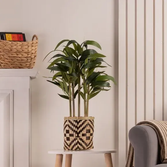 Artificial Bamboo Plant - Green, Woven Pot image