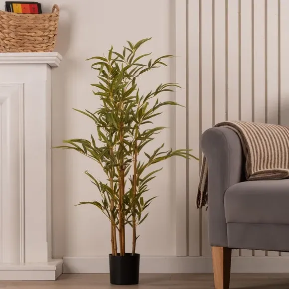 Artificial Bamboo Tree - Green, Black Pot image